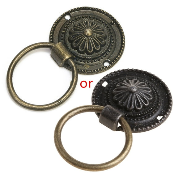 Retro Metal Cabinet Cupboard Door Pulls Vintage Ring Pulls Drawer Knob Household