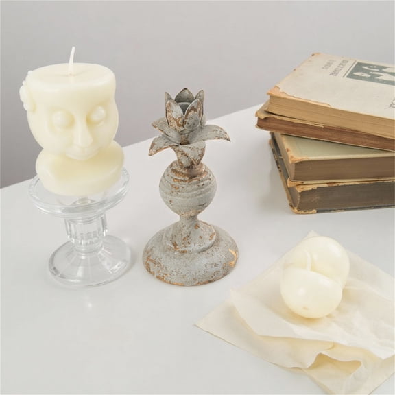 Retro Metal Candle Holder with Distressed Finish for Rustic Home Decor, Elegant Accent, 1pc