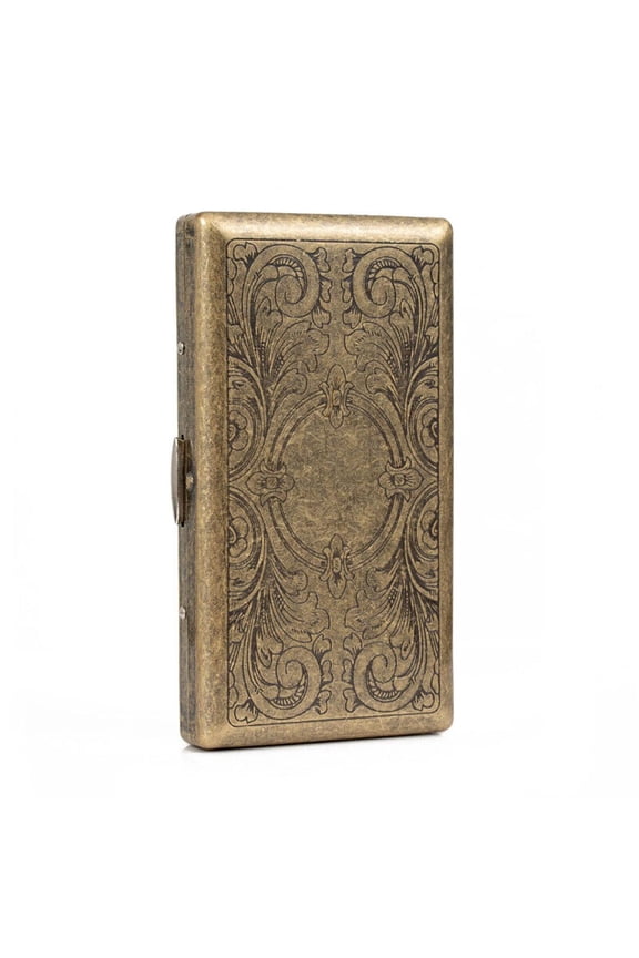 Retro Metal Cigarette Case Holder Box for King Size Cigarettes Holds Up to 20 Cigarettes Vintage Bronze Pocket Storage Organizer Protective Tobacco Carry Case