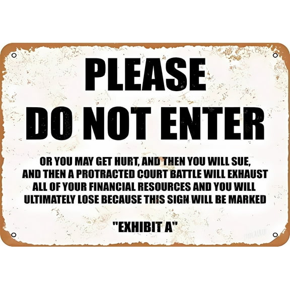 Retro Metal Funny Please Do Not Enter Or You May Get Hurt Sign - 12×8 Inches, Vintage Metal, Home Business Wall Decoration