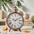 thumbnail image 1 of Retro Metal Golden Table Clock, Vintage Non-Ticking Tabletop Clocks,Silent Quartz Movement Desk Clock for Bedroom Living, Room, Indoor, Study... Home Decoration (No Alarm), 1 of 8
