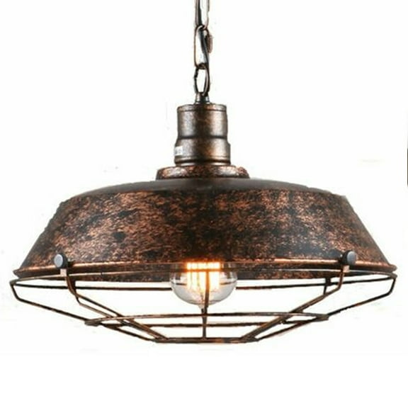 Retro Metal Industrial Suspension Vintage 360Mm Antique Metal Luminaire Edison Culot E27 Ceiling Light Rust