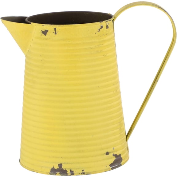 Retro Metal Kettle Vase 8 Inch Rustic Galvanized Flower Pitcher Shabby Chic Country Style Table Centerpiece Home Decor