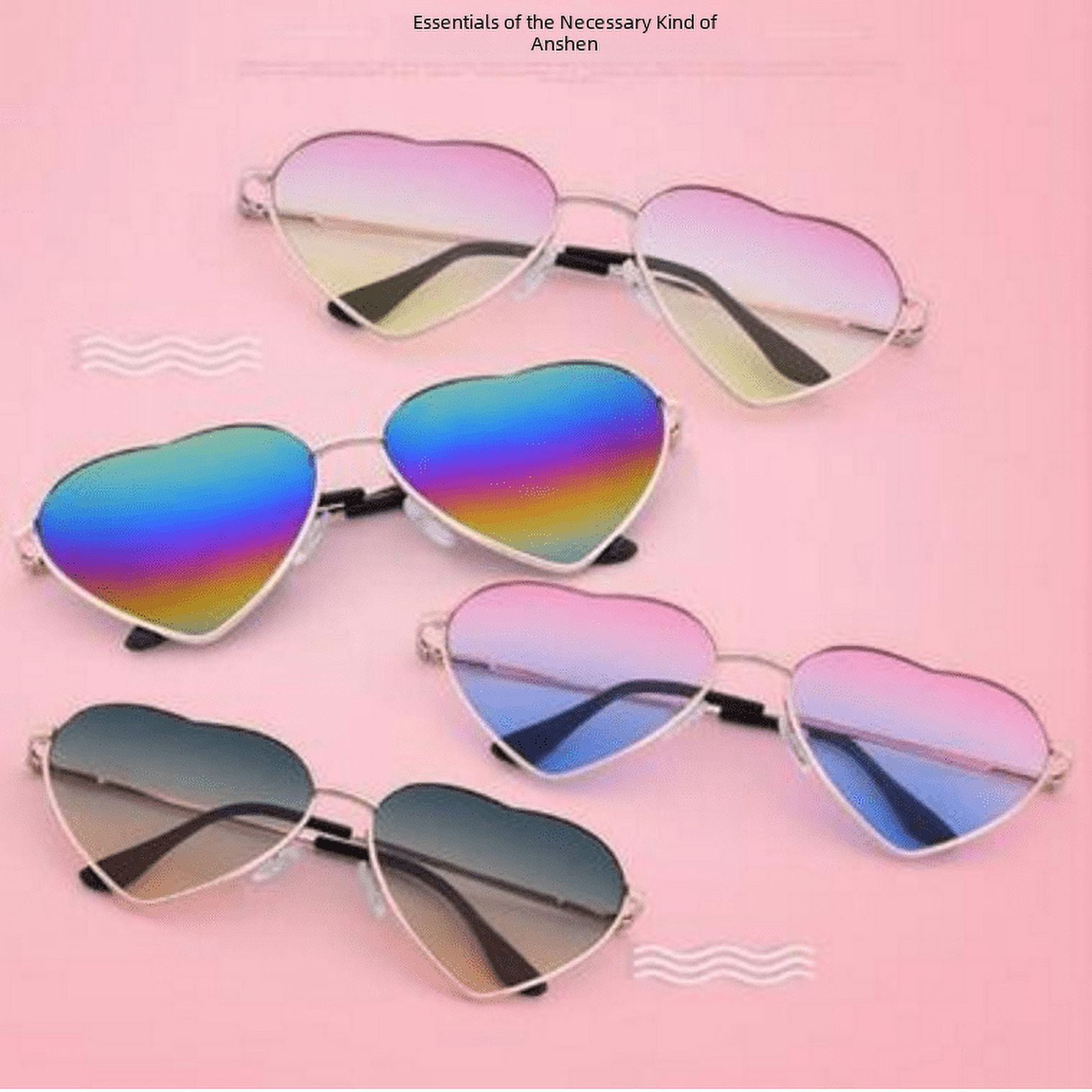 Retro Metal Love Heart Shaped Sunglasses Peach Heart Funny Men's and
