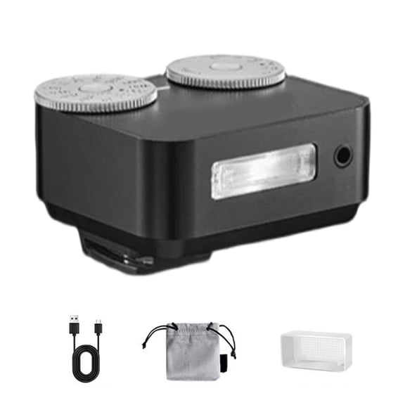 Retro Metal Mini Flashlight Double Control Wheel Adjustable Brightness 1Hr Fast Charging Compatibles Multiple Cameras