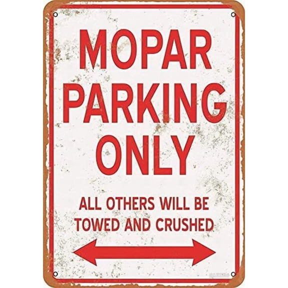 Retro Metal Parking Wall Sign, Mopar Parking Only Printed Tin Plaque for Home Bar Cafe Decor, 8 x 12 Inch