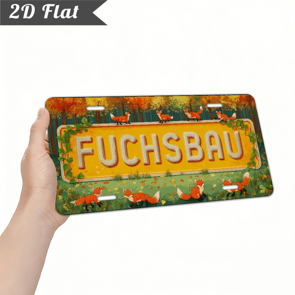 Retro Metal Sign FUCHSBAU Sign, for Decoration Only, Outdoor Wall Art, 12x6in, Retro Style, Fox, Nature, Orange, Nostalgic, German Decoration, Collector'S Gift, Wall Art Gift