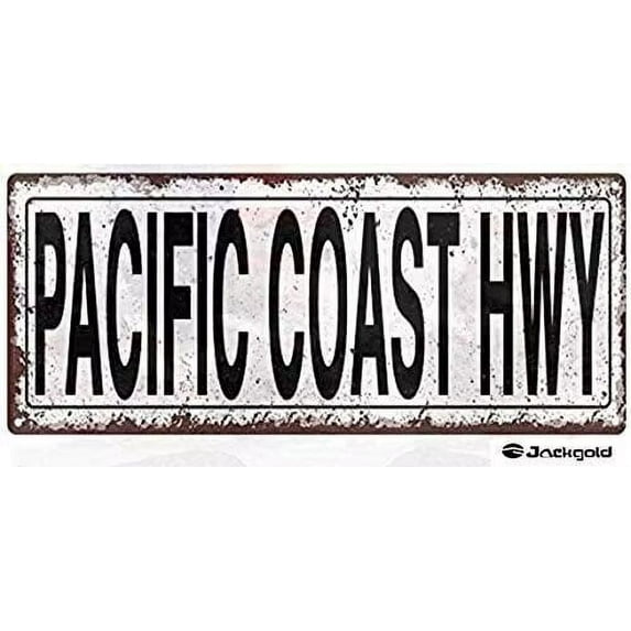 Retro Metal Sign Indication Aluminum Sign Pacific Coast HWY Metal Street Sign 6x16 inches Club bar Garage Farm Supermarket Shopping Center Forest Garden Door Wall Decoration Metal tin Sign