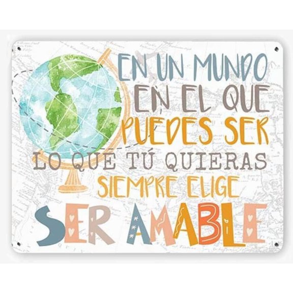 Retro Metal Tin Sign 8 X 12 Inches Spanish Classroom Inspiration Sign Classroom Poster, Spanish Teacher Elementary Middle School, Classroom Poster in Spanish Art Plaque Rustic Home Decor Funny Room D