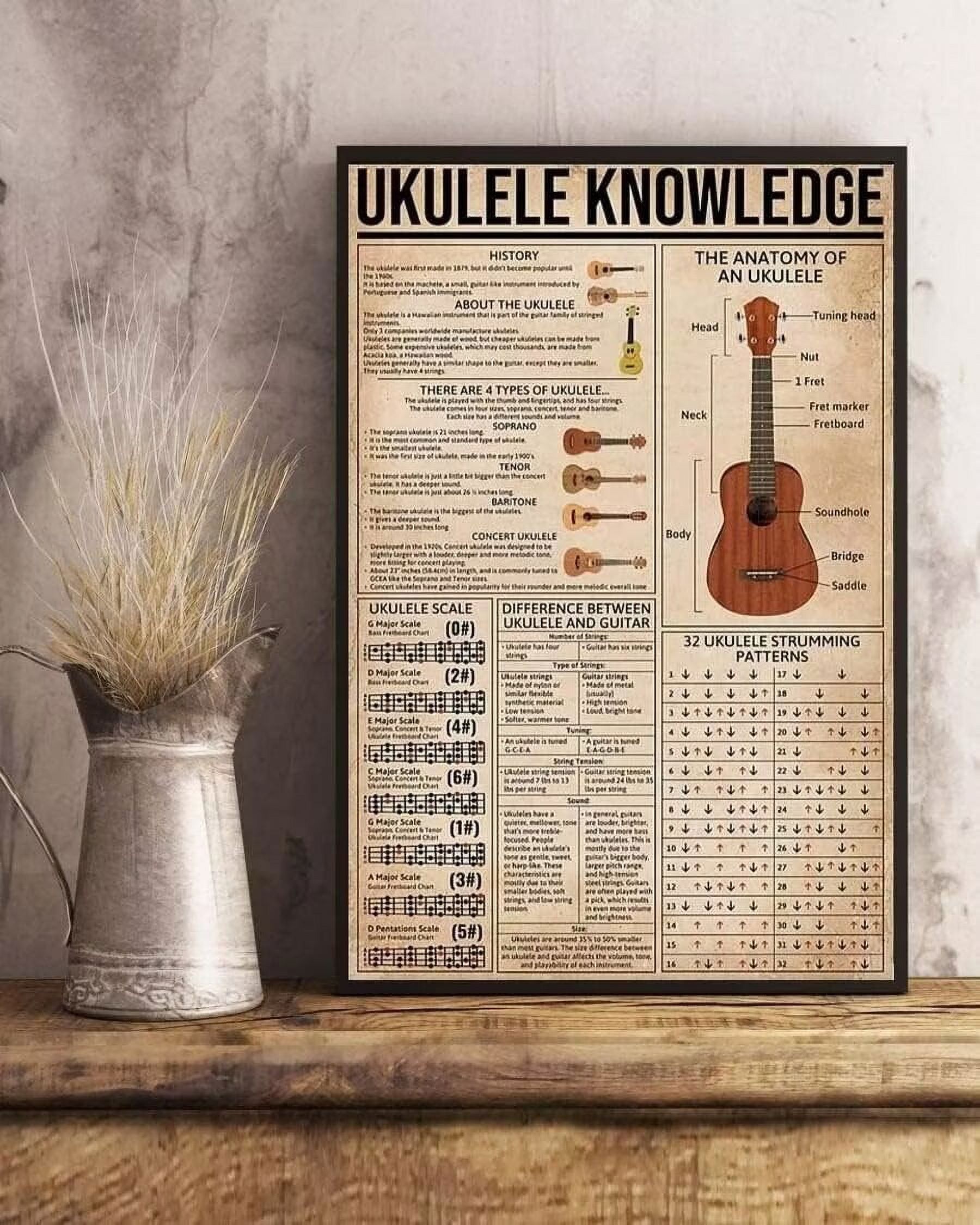 Retro Metal Tin Sign 8 X 12 Inches Ukulele Knowledge Poster Ukulele ...