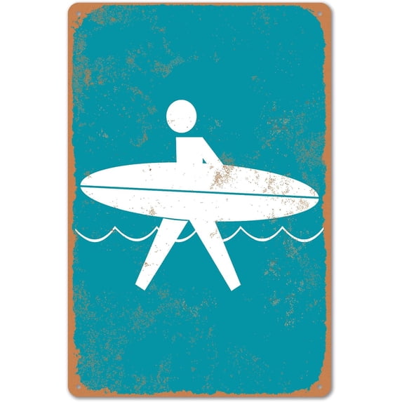 Retro Metal Tin Sign 8x12 Inch Surfing Beach Bar Decor