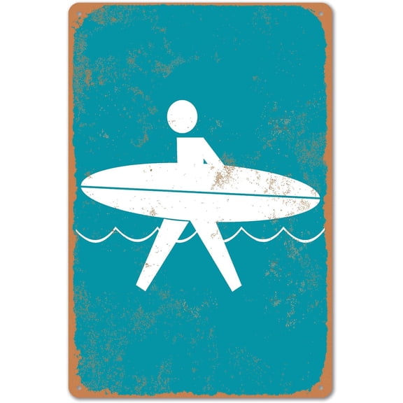 Retro Metal Tin Sign 8x12 Inch Surfing Beach Bar Decor