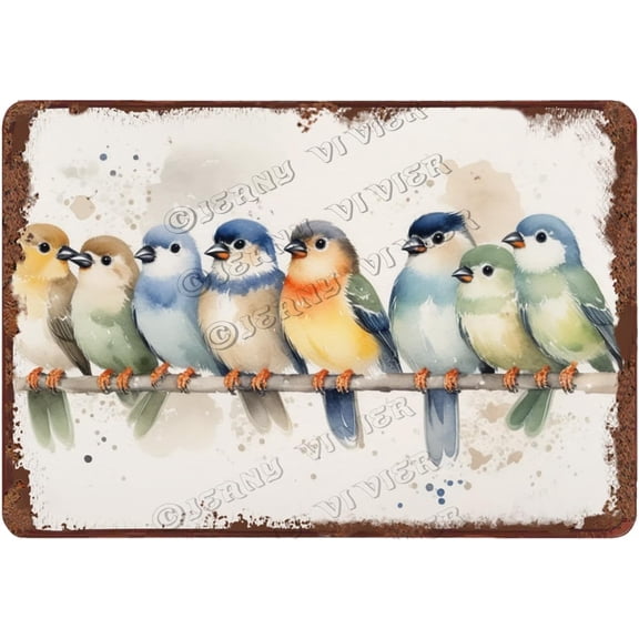 Retro Metal Tin Sign Bird Wall Art Bird Print Watercolor Bird Vintage Metal Tin Sign Fun Decorative Sign for Home Kitchen Bar Room Garage Decor 8 x 12 Inch