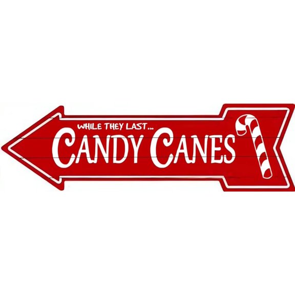Retro Metal Tin Sign Candy Canes Novelty Metal Arrow Sign For Home Cave Garage Bar Cafe Wall Art Plaque Decoration Metal tin Sign 5x17 INCH