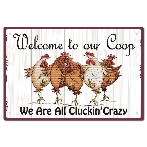Retro Metal Tin Sign Chicken Animals Plaques Plate Welcome to Our Coop Funny Hanging Poster Quotes Vintage Wall Art Decor for Farm