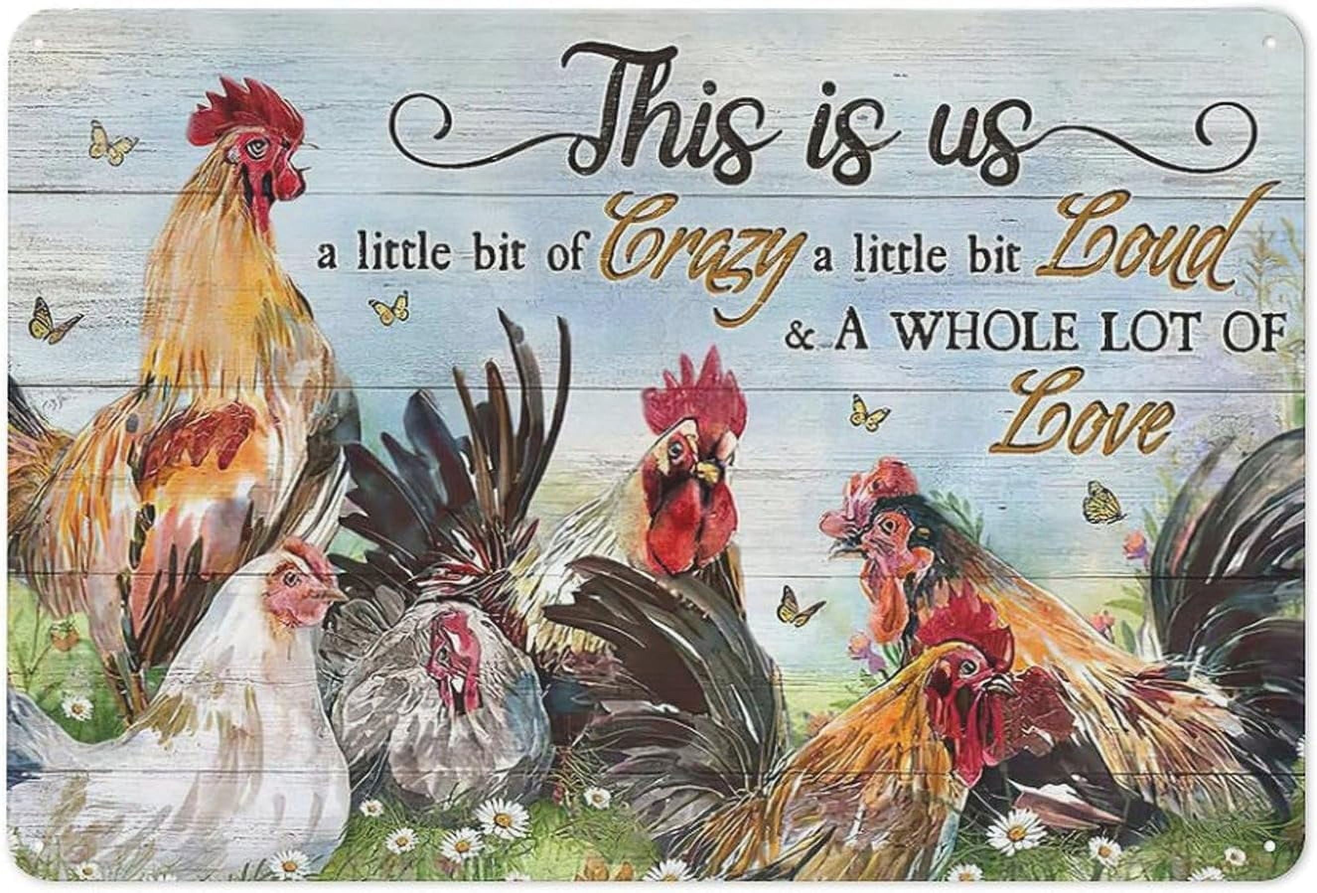 Retro Metal Tin Sign Farmhouse Rooster Kitchen Decor Wall Art Rustic Farm Funny Chicken Hen Pictures Wall Decor Country Wall Art Home Parlor Garden Courtyard Wall Decor 12x16 Inch