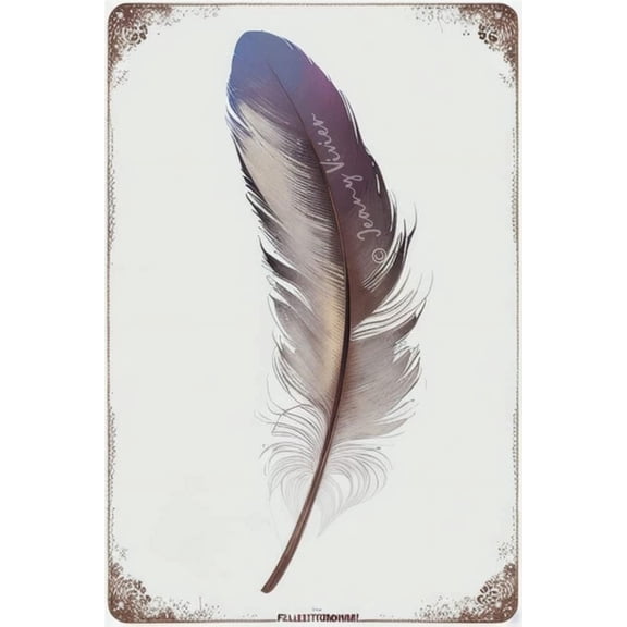 Retro Metal Tin Sign Feather Wall Decor, Wall Decoration Feather, Rustic Farmhouse Gifts, Boho Feather Decor, Tribal Wall Art Boho Print Poster Gift for Women Girl 5.5x8 Inches