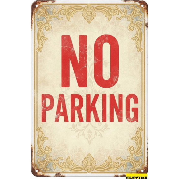 Retro Metal Tin Sign Functional Directivity Symbol No Parking Warning Rustic Porch Floor Road Street High Way Gate 8" X 12" Home Club bar Wall Art Decor Tin Sign