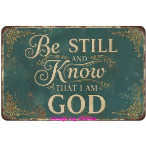 Retro Metal Tin Sign Holiday Jesus Birth Scripture Wall Be Still And Know That I Am God Easter Bible Themed Quotes Art Living Room 8" X 12" Home Club bar Wall Art Decor Tin Sign
