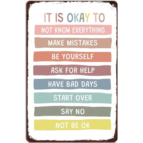 Retro Metal Tin Sign It is Okay to Not Know Everything Tin Poster Funny Motivational Art Classroom Posters Funny Novelty Kitchen Bar Club Garage Size: 12 x 16 inch