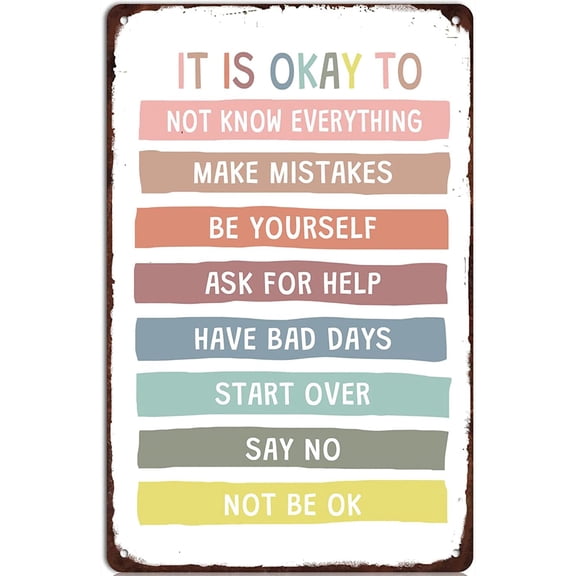 Retro Metal Tin Sign It is Okay to Not Know Everything Tin Poster Funny Motivational Art Classroom Posters Funny Novelty Kitchen Bar Club Garage Size: 8 x 12 inch