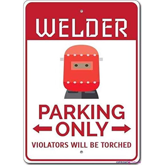 Retro Metal Tin Sign Novelty Parking Welder Welder Decor Garage Welding Sign Exterior Outdoor & Indoor Home Cave Garage bar Wall Decoration Vintage Sign (Aluminum) Size: 12 x 16 inch