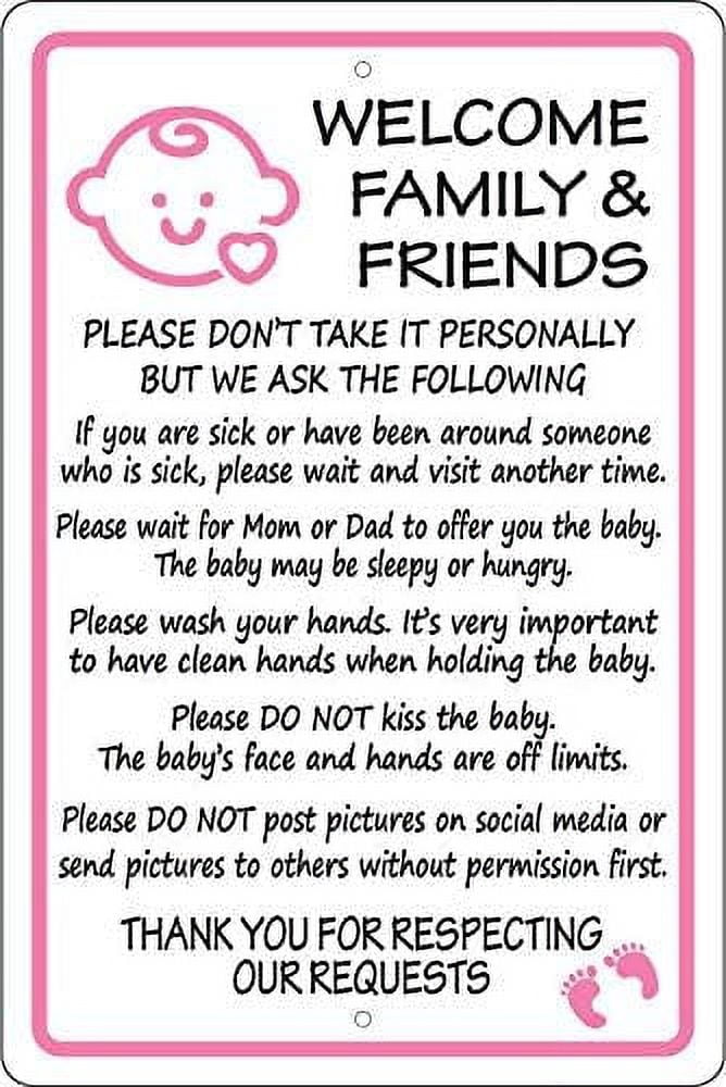 Parents Coming Sign Retro Metal Tin Sign Rules for Visiting New Baby 12 x 8 Inch Nursery ...