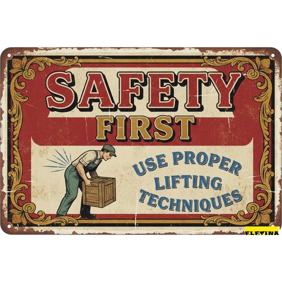 Retro Metal Tin Sign Use Lifting Techniques Warning Decor Keep Beware Fence Yard Floor Garden Road Street 8" X 12"in Home Club bar Wall Art Decor Tin Sign