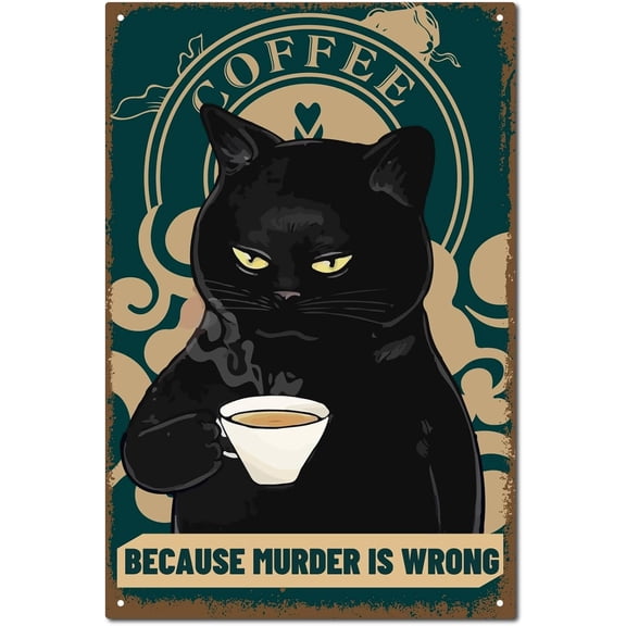 Retro Metal Tin Sign Vintage Metal Sign Poster Painting Plaque Coffee Because Murder Is Wrong Iron Sign Wall Decor Rose Sign for Indoor Outdoor Home 12 x 8Inch Mixed Color