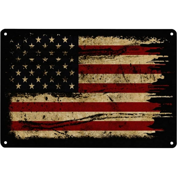 Retro Metal Tin Sign Wall Decoration with American Flag Pattern, Used for Bar Home Living Room Decoration 12 X 8 Inches