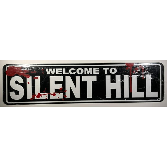 Retro Metal Tin Sign Welcome to Silent Hill Bloody Metal Sign for Cafes Bars Pubs Shop Wall Decoration Funny Retro Signs 4"x16"