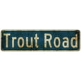 thumbnail image 1 of Retro Metal Tin Signs Instagram Style Trout Road Signs Amusement Park Scenic Retro Road Signs Country Retro Metal Wall Man Cave 4x16 inches Metal Signs Decorative Signs (Trout Road Signs), 1 of 5