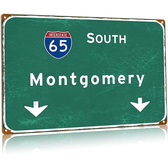 Retro Metal Tin Signs Mobile I-65 S Interstate 65 Direction Signage Highway Freeway Wall Decor Club Office Home Tin Sign Plaques 24x32 Inch