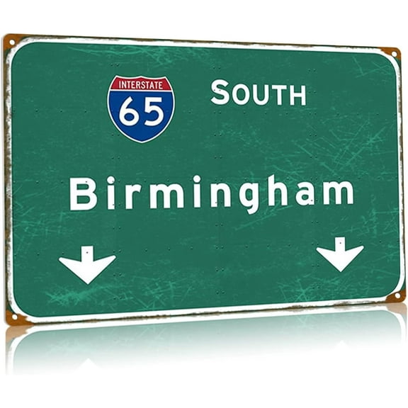 Retro Metal Tin Signs Mobile I-65 S Interstate 65 Direction Signage Highway Freeway Wall Decor Club Office Home Tin Sign Plaques 24x32 Inch