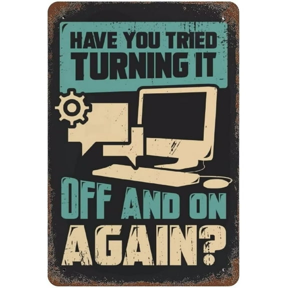 Retro Metal Tin Signs Plaque Poster Funny Tech Support Design Vintage Retro Tin Metal Sign Wall Decor Metal Plaque Poster Man Cave Bar W8xH12 Inch (20x30cm)