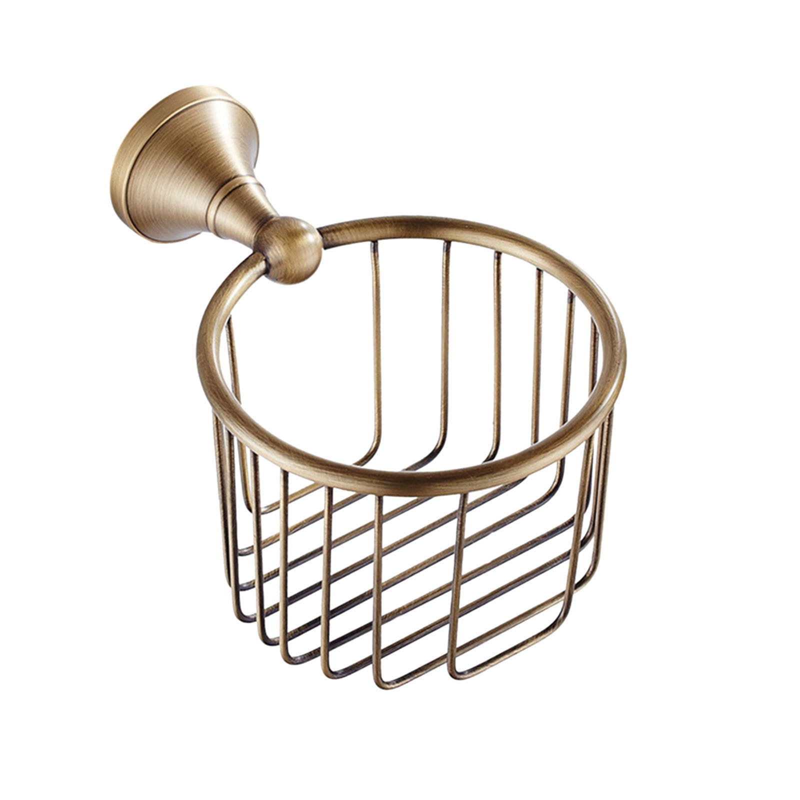 Retro Metal Toilet Paper Holder - Wall Mounted Wire Basket Design with Rust-Resistant Finish, Space-Saving Tissue Roll Storage Rack for Bathroom, Vanity or Powder Room