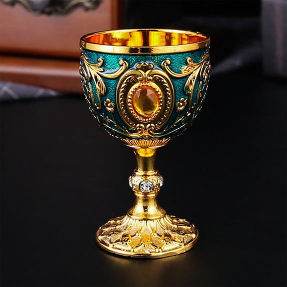 Retro Metal Whiskey Shot Glass 1 fl oz Mini Wine Goblet Home Bar Decor & Party Drinkware Durable Antique Style Alloy Cup 1 Count