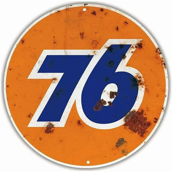Retro Metal tin Sign 76 Gasoline Gas Station and Motor Oil Reproduction Aged Round Sign Funny Home Cave Garage bar Wall Decoration Metal Sign12 x 12 inch
