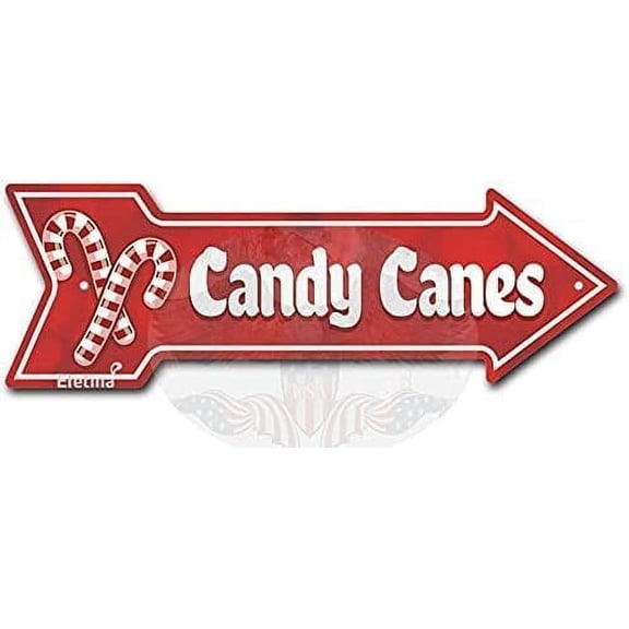 Retro Metal tin Sign Arrow Sign Candy Canes Arrow Plastic Sign for Wall Decoration Retro Arrow Plaque Home Cave Garage bar Wall Decoration Metal Sign 5x17 INCH