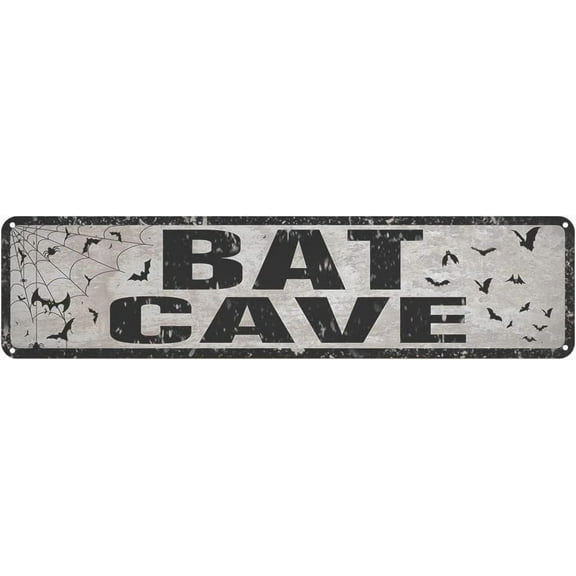 Retro Metal tin Sign Bat Cave Metal Home Cave Garage bar Wall Decoration Metal Sign 4 x 16 inch