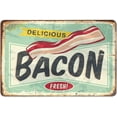 thumbnail image 1 of Retro Metal tin Sign Delicious Bacon Sign Funny Home Cave Garage bar Wall Decoration Vintage Metal Sign 8 x 12 inch, 1 of 5