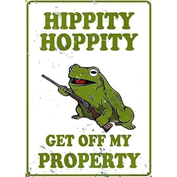 Retro Metal tin Sign Hippity Hoppity Get Off My Property Frog No Tresspassing Novelty Paws Sign For Home bar Wall Decoration Metal Sign 8 x 12 inch