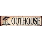 Retro Metal tin Sign Outhouse Sign Funny Home Cave Garage bar Wall Decoration Vintage Metal Sign 4 x 16 inch