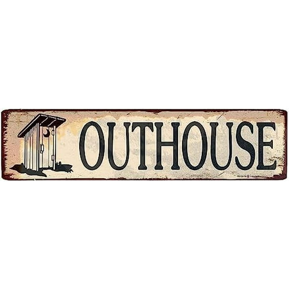 Retro Metal tin Sign Outhouse Sign Funny Home Cave Garage bar Wall Decoration Vintage Metal Sign 6 x 16 inch