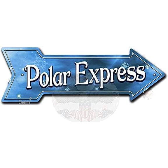 Retro Metal tin Sign Polar Express Arrow Sign for Wall Decoration Retro Arrow Sign Funny Home Cave Garage bar Wall Decoration Vintage Metal Sign 5 x 17 inch