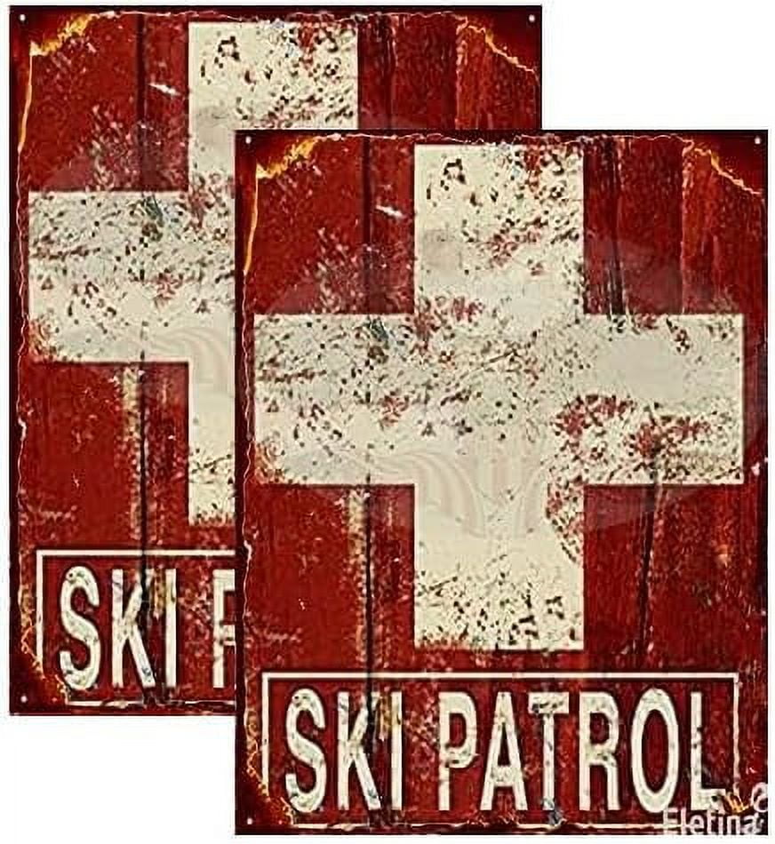 Retro Metal tin Sign Ski Patrol Lift Resort Lodge Cabin Rustic Skiing ...