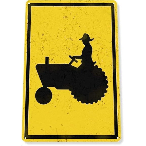 Retro Metal tin Sign Tractor Crossing Sign Funny Home Cave Garage bar Wall Decoration Vintage Metal Sign 8 x 12 inch
