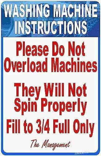 Retro Metal tin Sign Washing Machine Instructions Do Not Overload ...