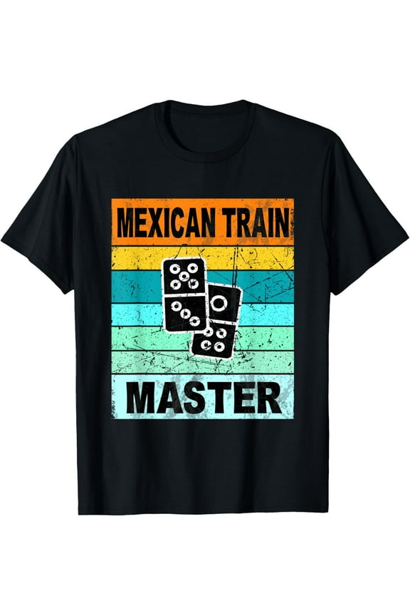 Retro Mexican Train Master Shirt Funny Dominoes Shirts Men T-Shirt