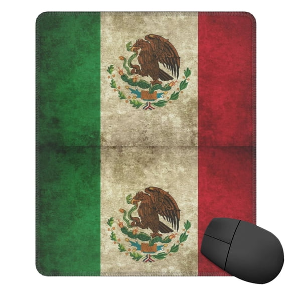 Retro-Mexico-Sacred Flag Square Mousepad Non Slip Rubber Base Mouse Mat For Office Laptop 11.8"X9.8" Inch
